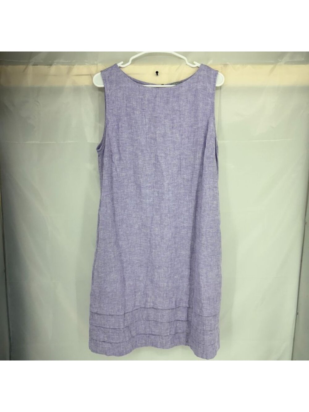Habitat Women L 100% Linen Shift Dress Knee Length Purple Sleeveless Breathable